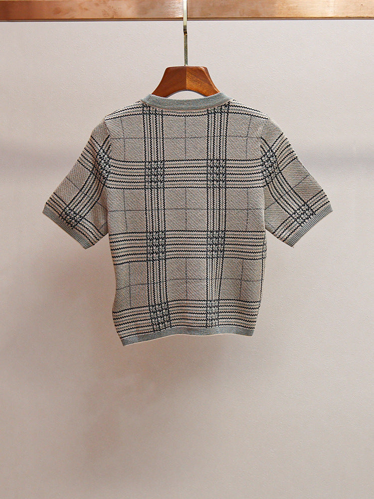 Vintage Plaid Knit Top