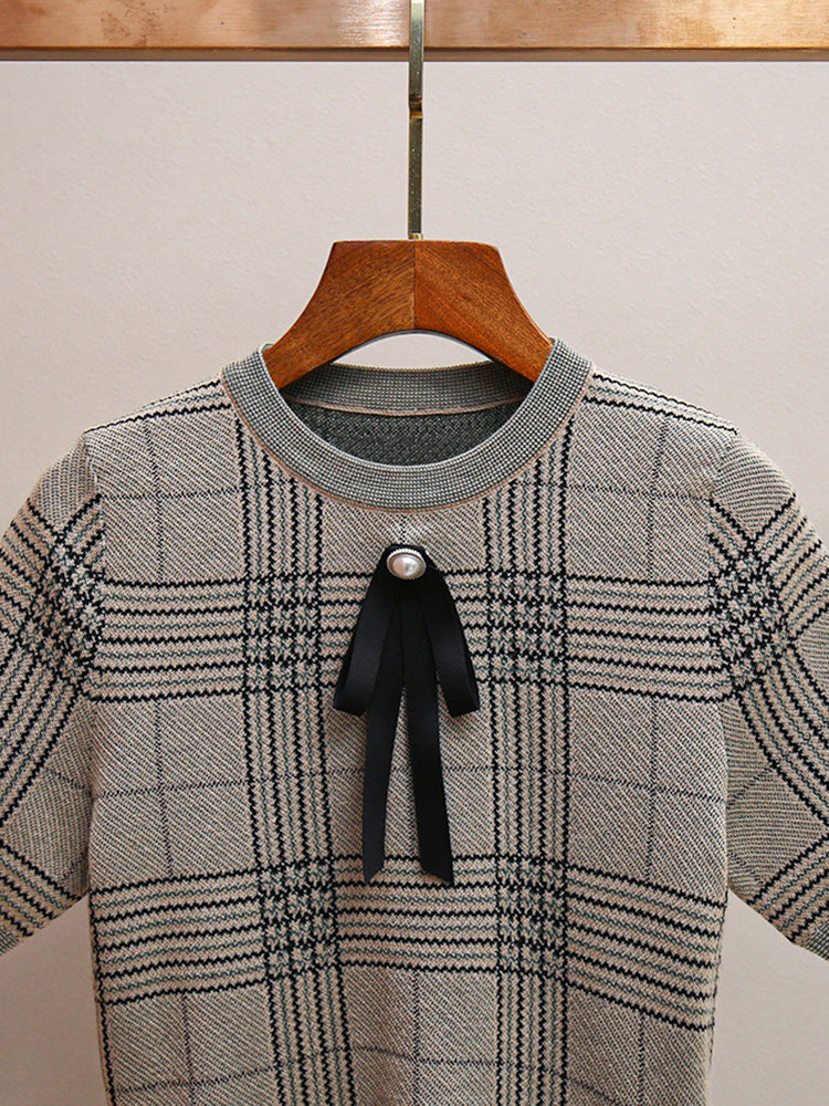 Vintage Plaid Knit Top