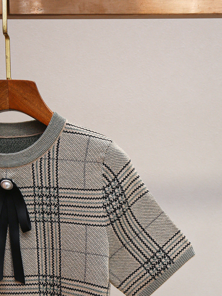 Vintage Plaid Knit Top