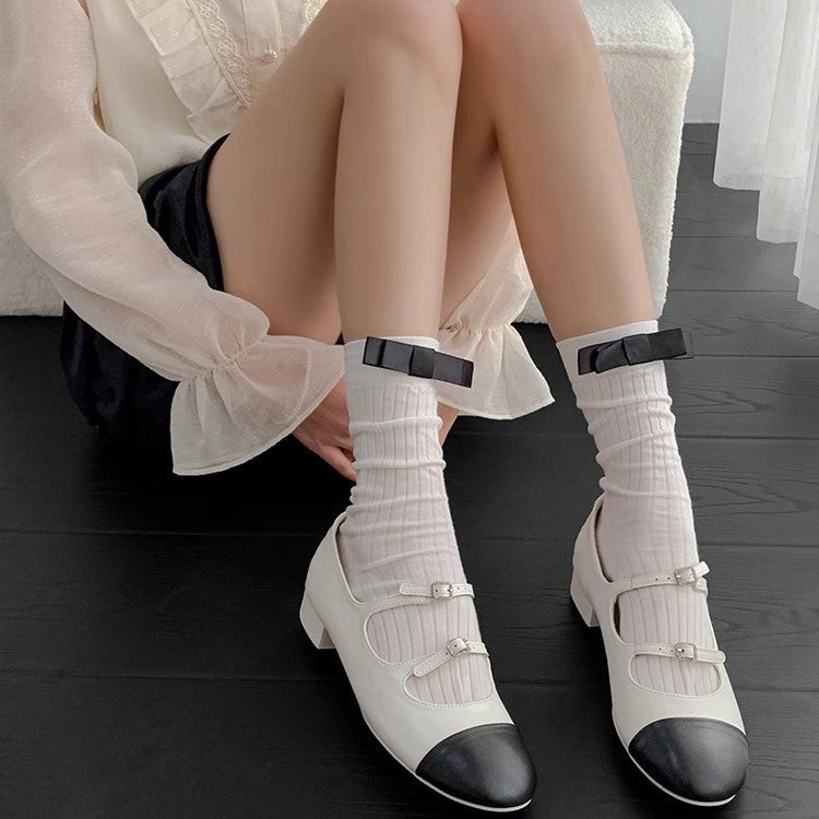 Angel Bow Socks - Petite (Short) | Blanc White