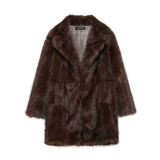 Arctic Whisper Long Fur Coat - Mocha Brown