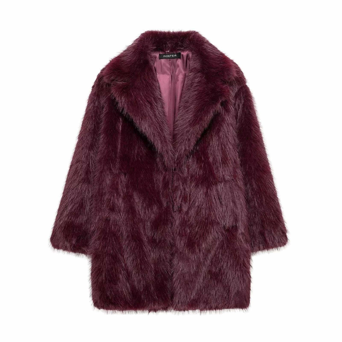 Arctic Whisper Long Fur Coat - Rouge Burgundy