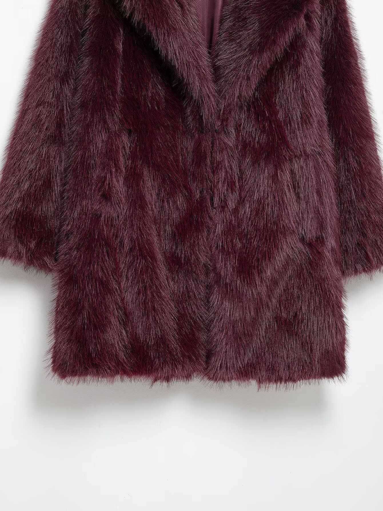 Arctic Whisper Long Fur Coat - Rouge Burgundy