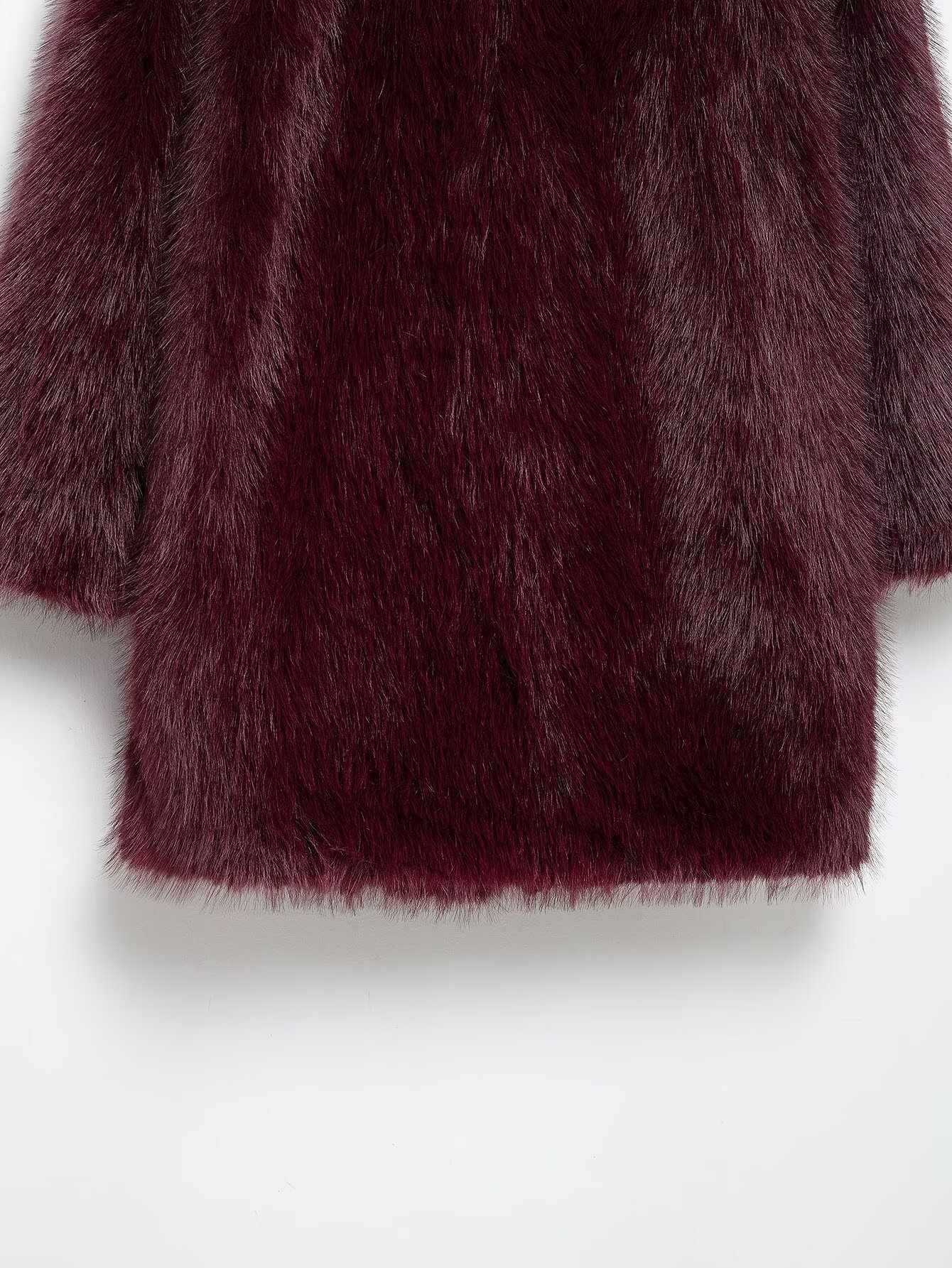 Arctic Whisper Long Fur Coat - Rouge Burgundy