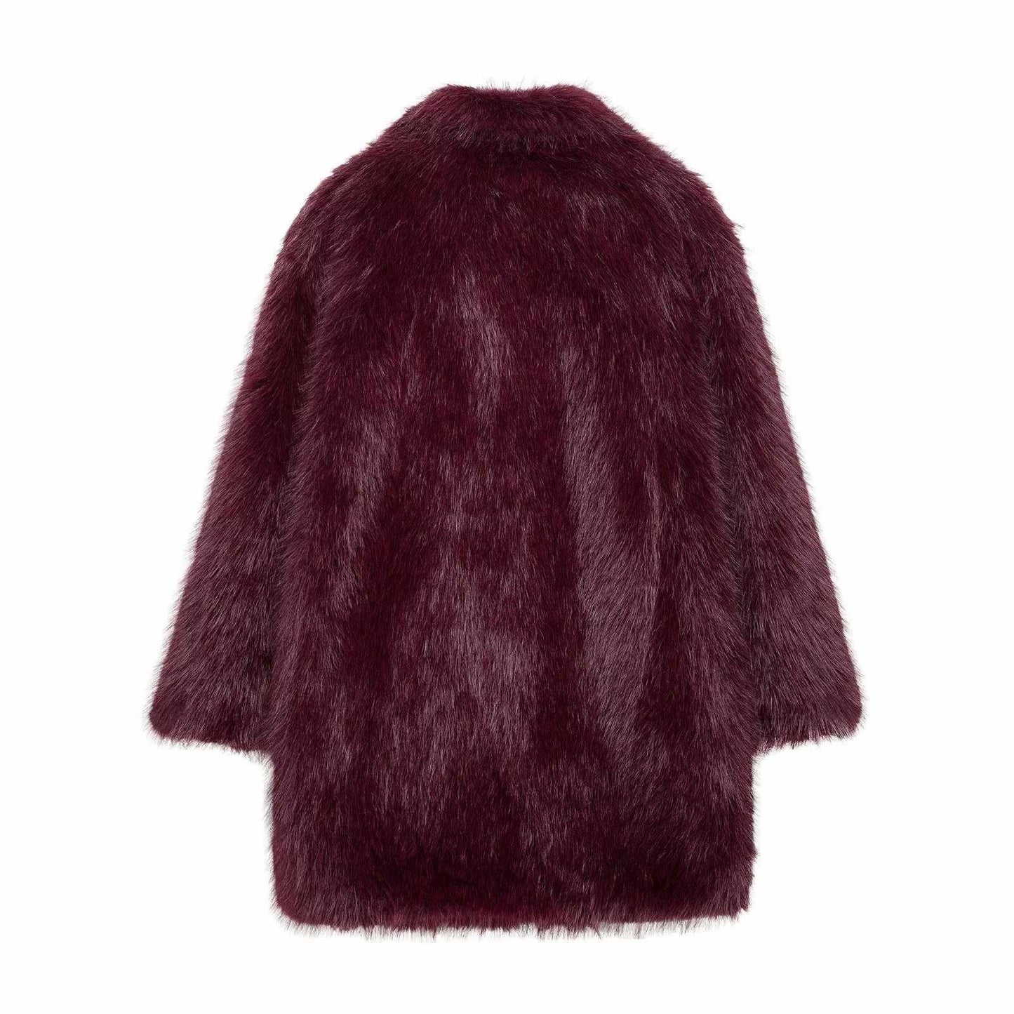 Arctic Whisper Long Fur Coat - Rouge Burgundy