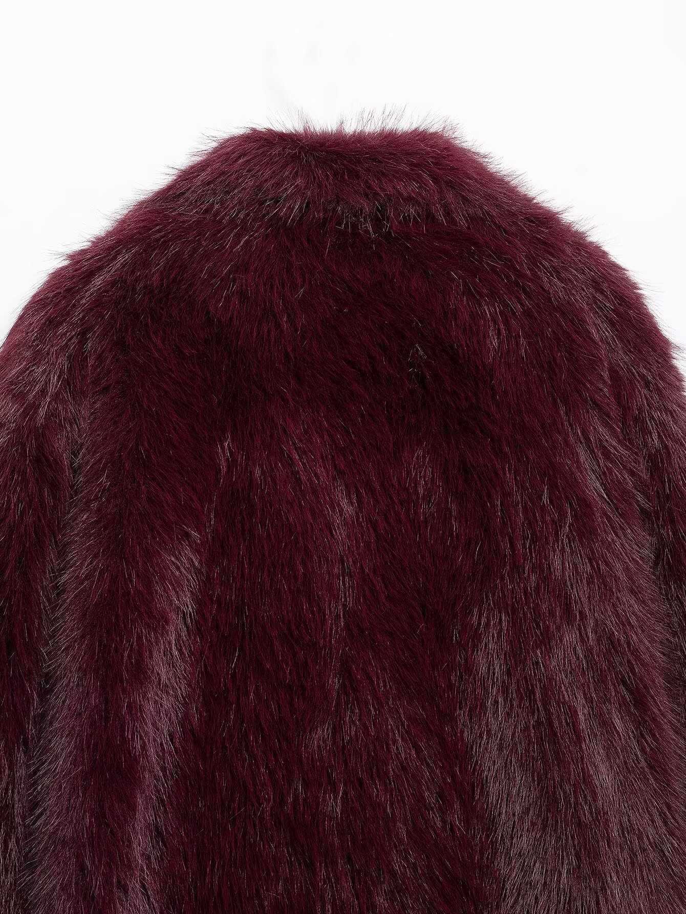 Arctic Whisper Long Fur Coat - Rouge Burgundy