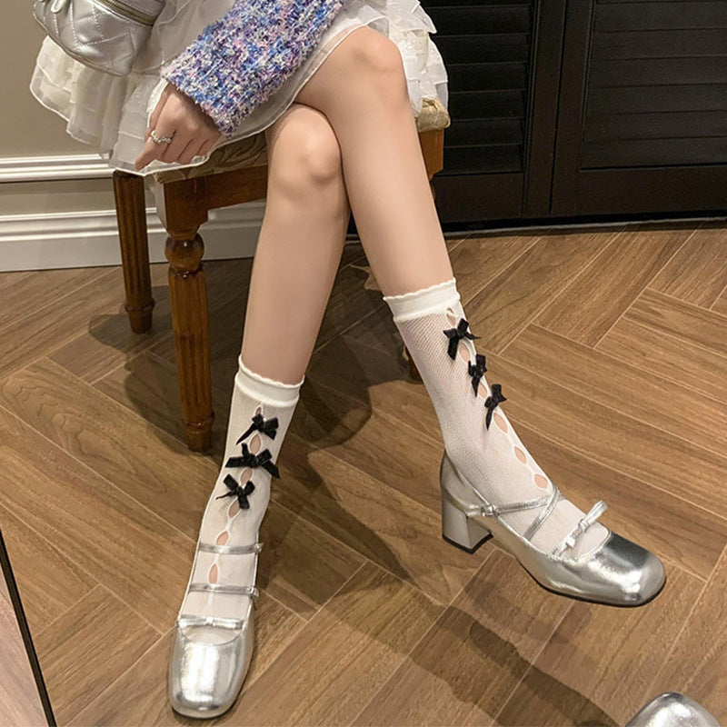 Bow Enchanté Mary Janes - Stardust Silver