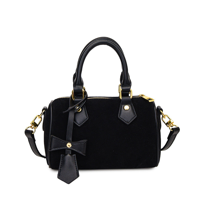 Bow Suede Boston Bag
