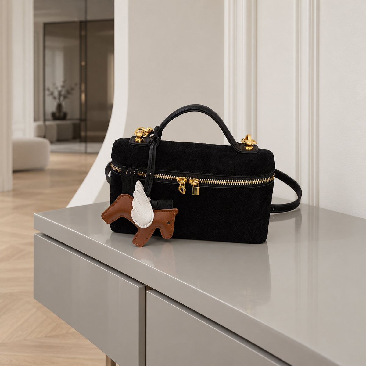 Boxelle Suede Bag - Midnight Black