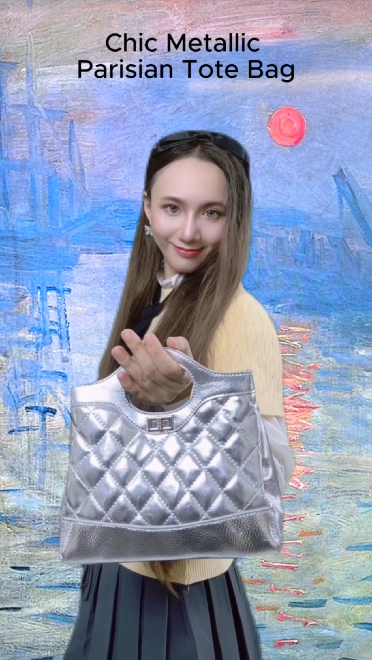 Chic Metallic Parisian Tote Bag