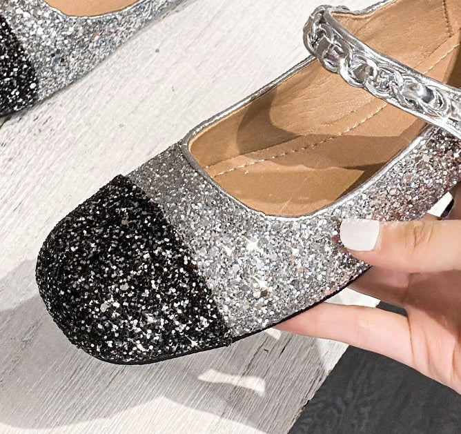 Classic Pearl Mary Janes - Silver Noir