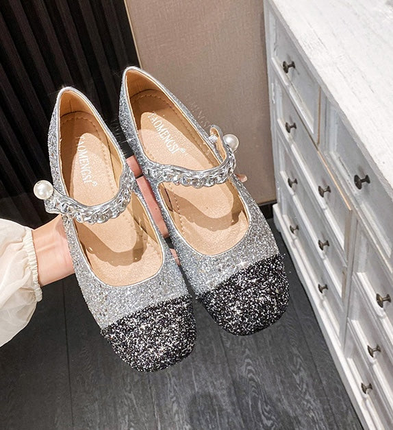 Classic Pearl Mary Janes - Silver Noir