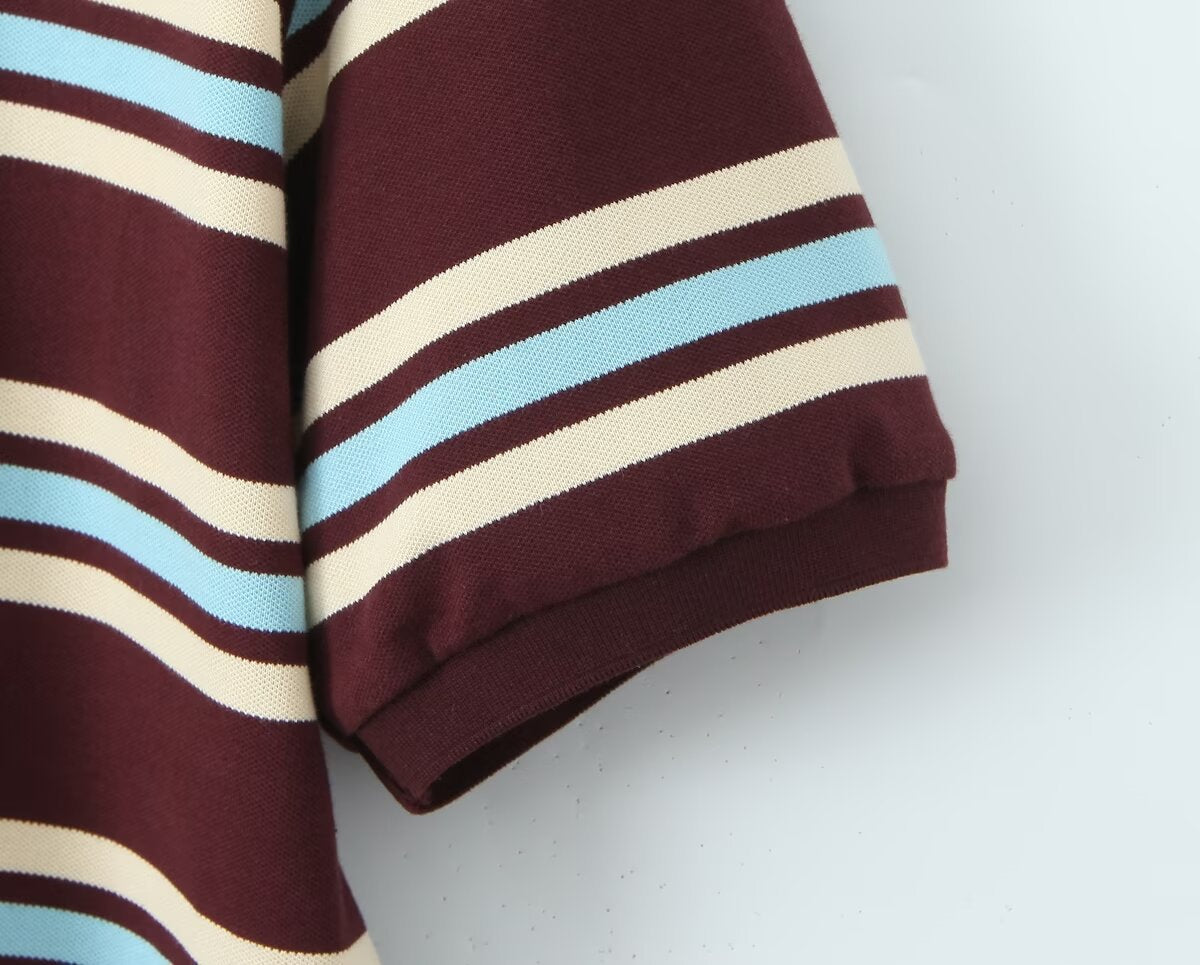 Classic Striped Polo Top - Blanc White
