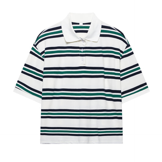 Classic Striped Polo Top - Blanc White