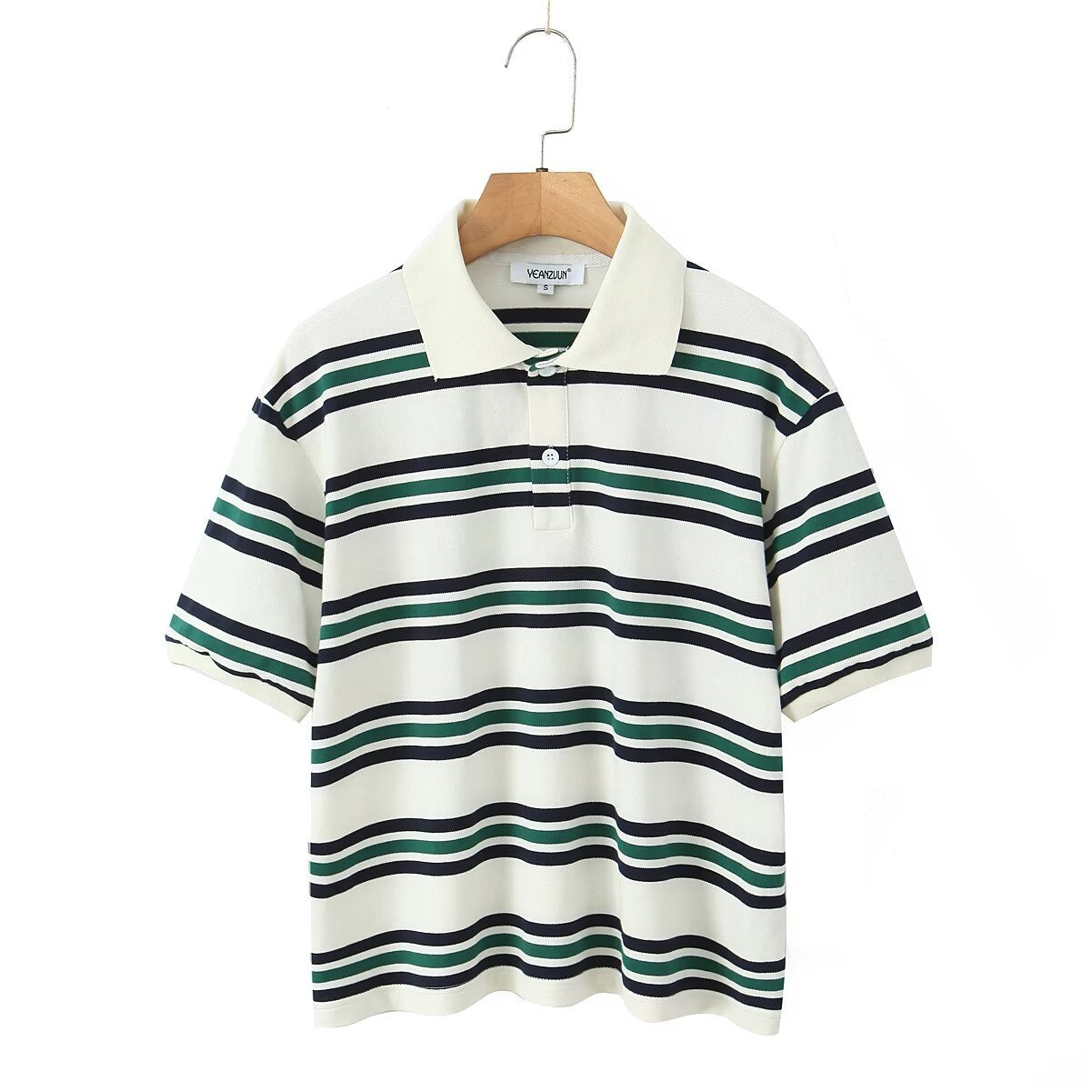 Classic Striped Polo Top - Blanc White