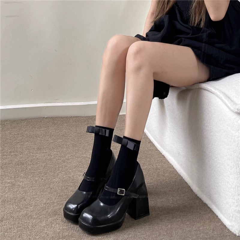 Classic Bow Socks - Midnight Black