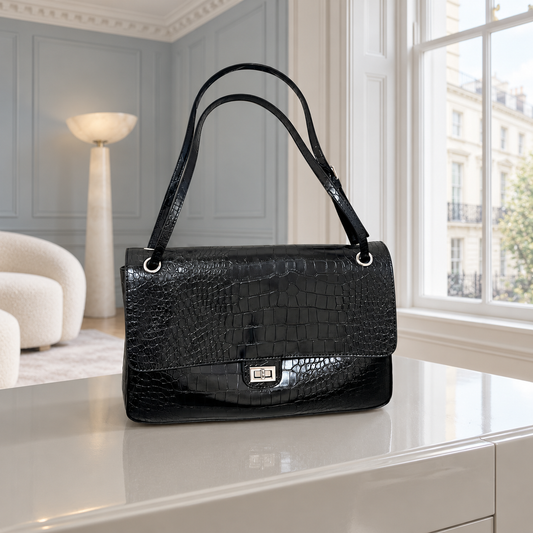 Croc Avenue Shoulder Bag - Midnight Black