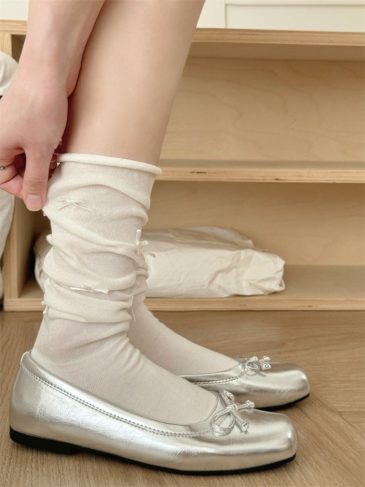 Dainty Ribbon Socks - Blanc White