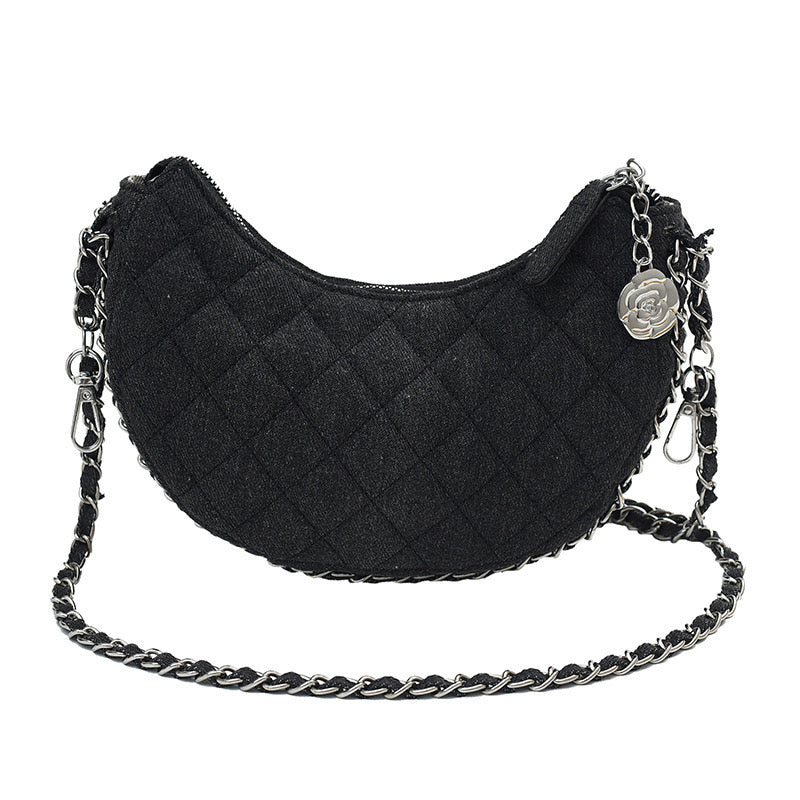 Denim Crescent Moon Bag