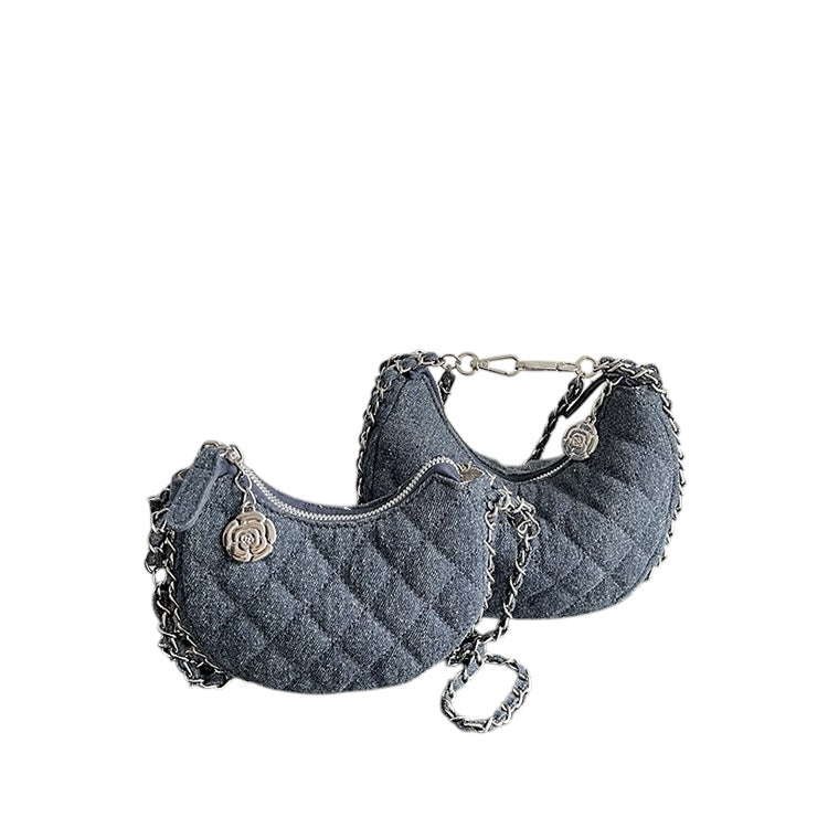 Denim Crescent Moon Bag