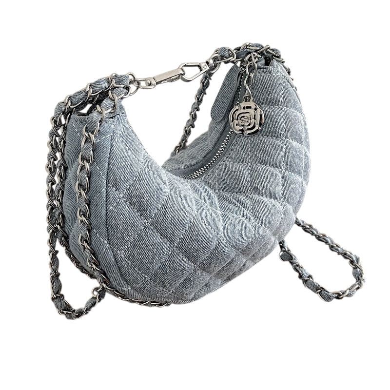 Denim Crescent Moon Bag
