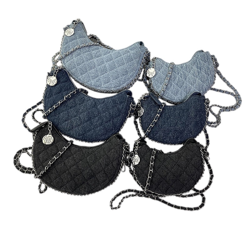 Denim Crescent Moon Bag