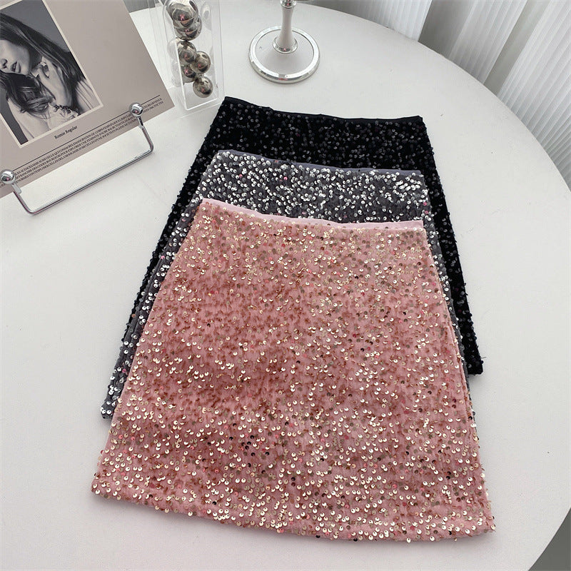 Glitter Disco Skirt (with Shorts Inside) - Disco Pink
