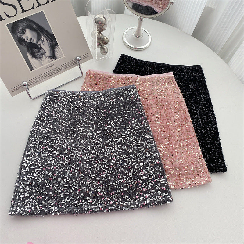 Glitter Disco Skirt (with Shorts Inside) - Disco Pink