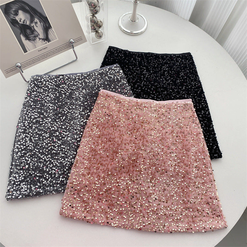 Glitter Disco Skirt (with Shorts Inside) - Disco Pink