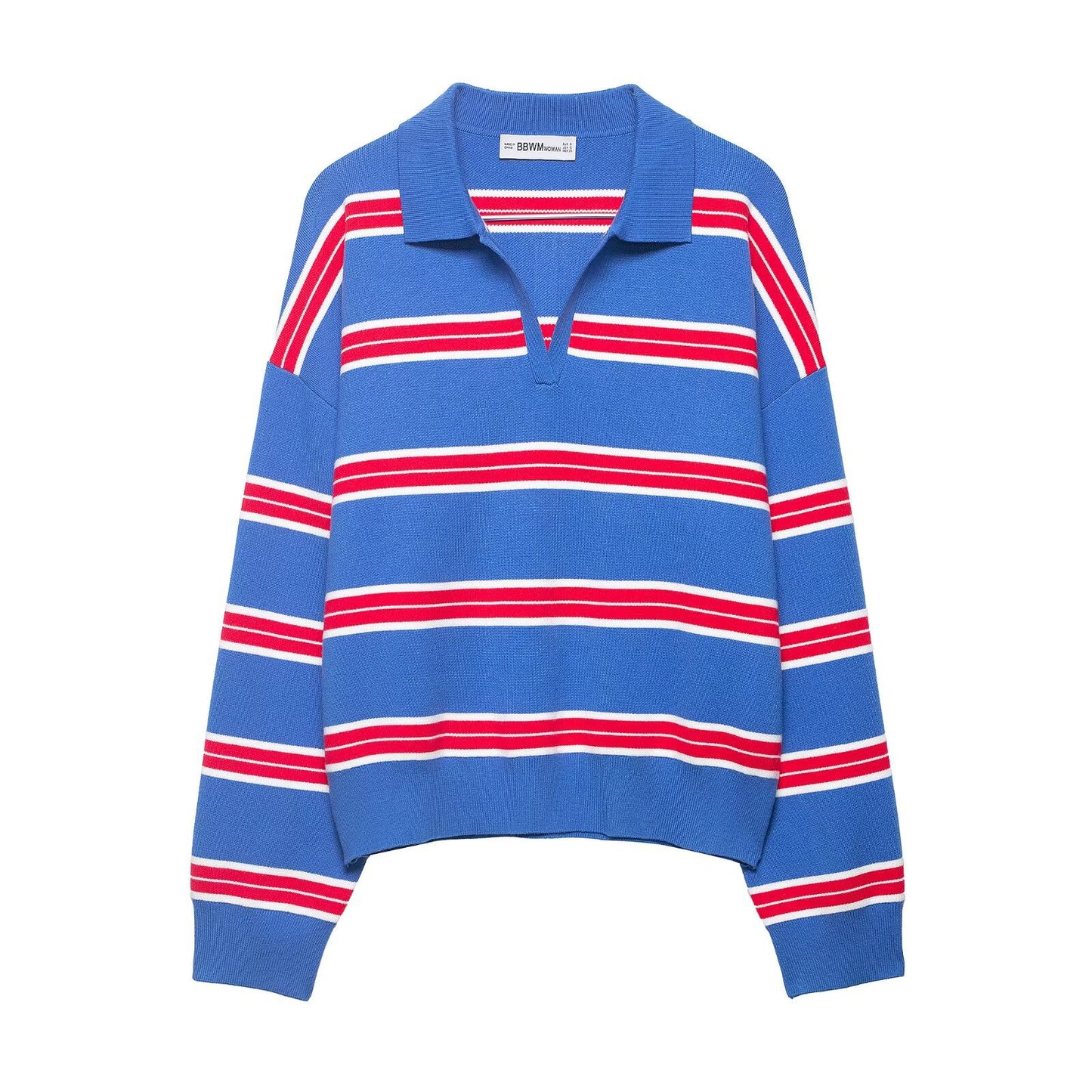 Heritage Multi-Stripe Polo Knit Top - Rosy Blanc