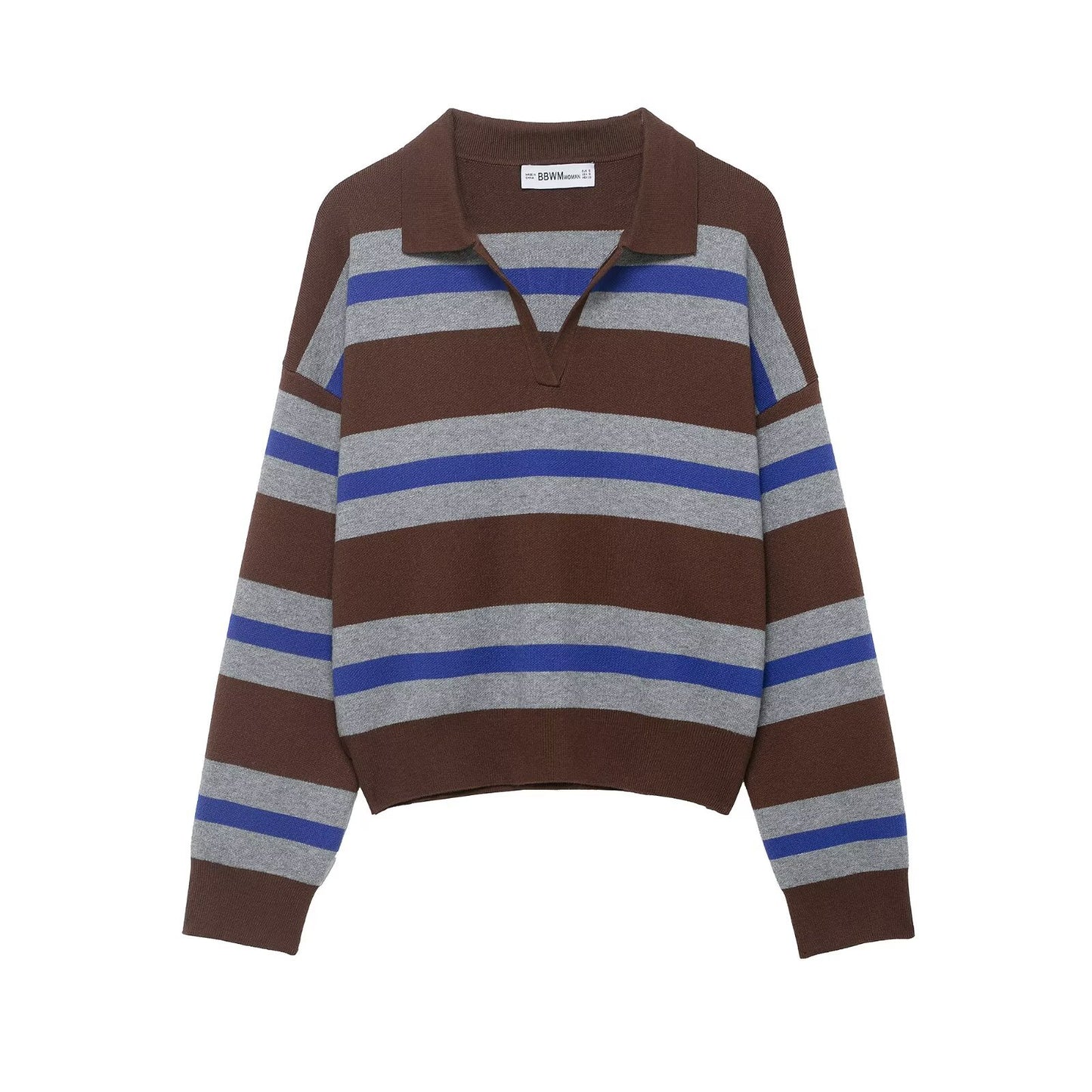 Heritage Multi-Stripe Polo Knit Top - Rosy Blanc