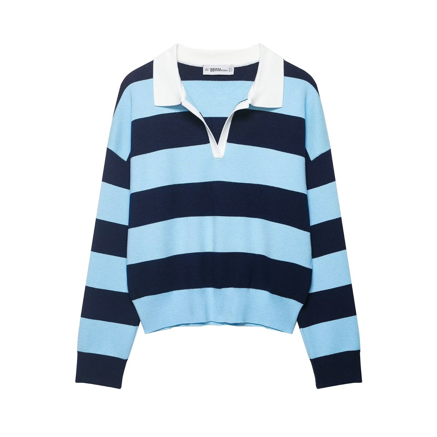 Heritage Stripe Polo Knit Top - Midnight Sky