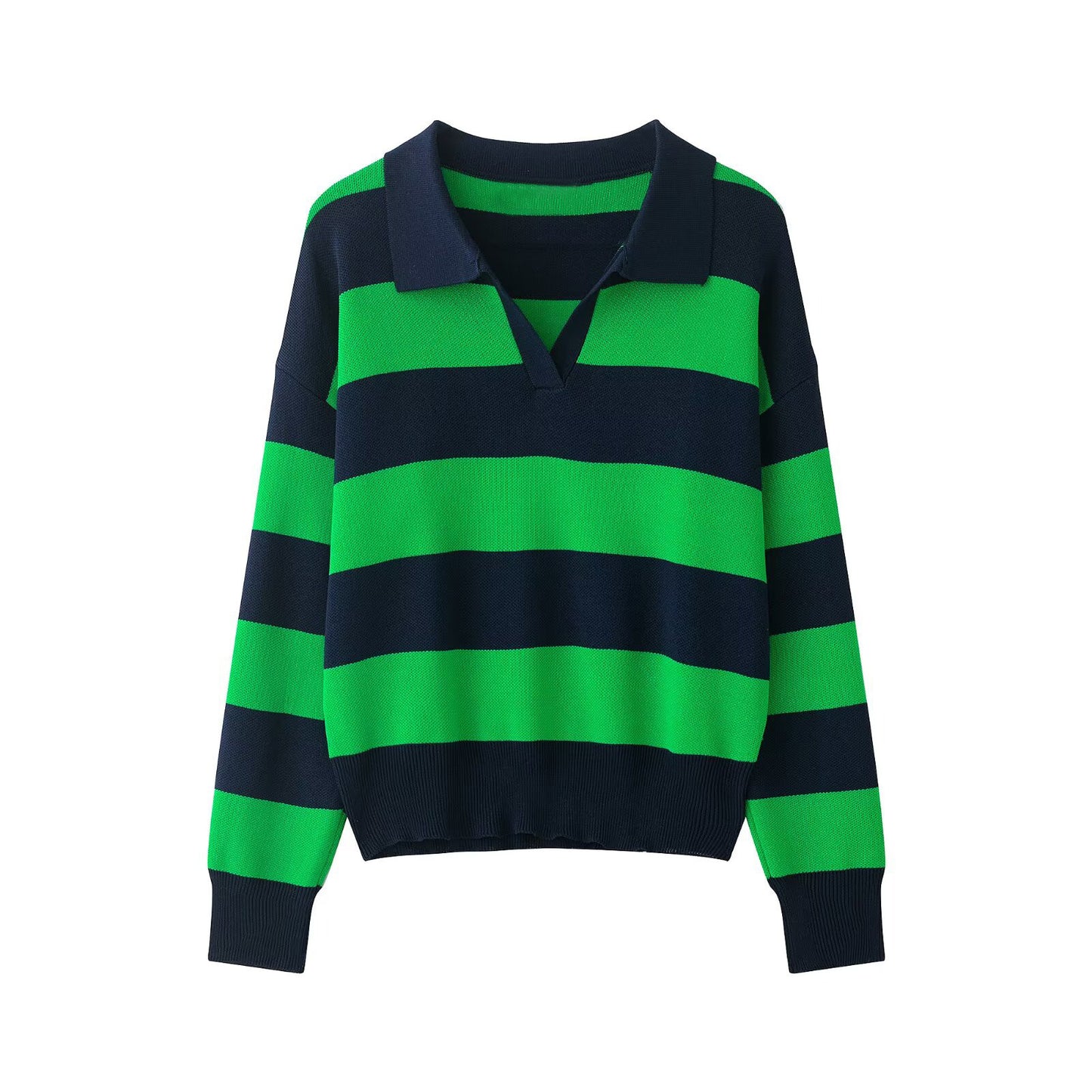 Heritage Stripe Polo Knit Top - Midnight Sky