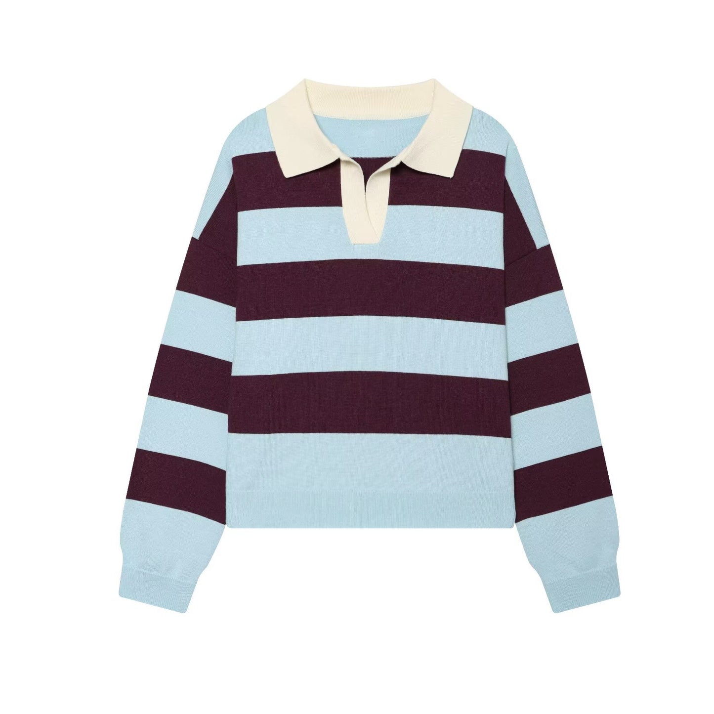 Heritage Stripe Polo Knit Top - Midnight Sky