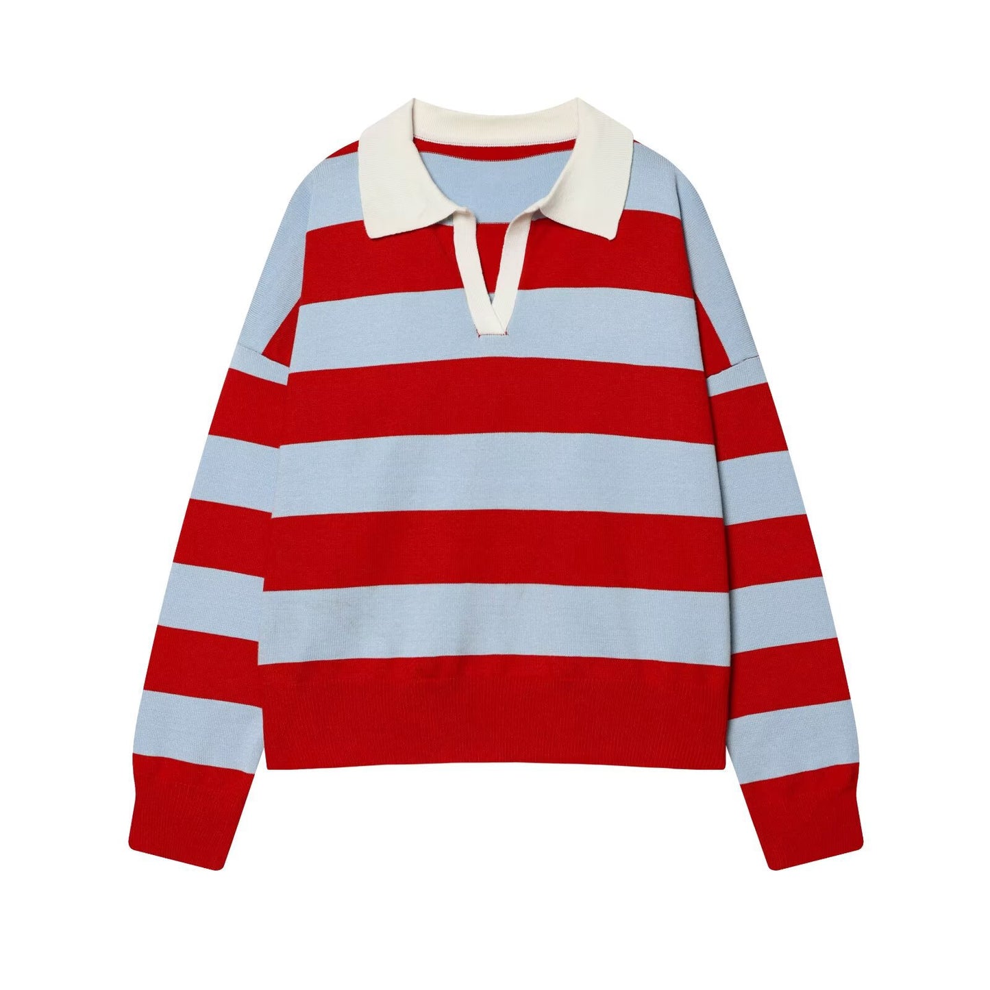 Heritage Stripe Polo Knit Top - Midnight Sky