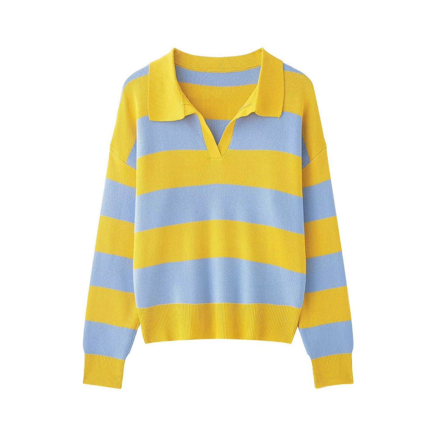 Heritage Stripe Polo Knit Top - Midnight Sky