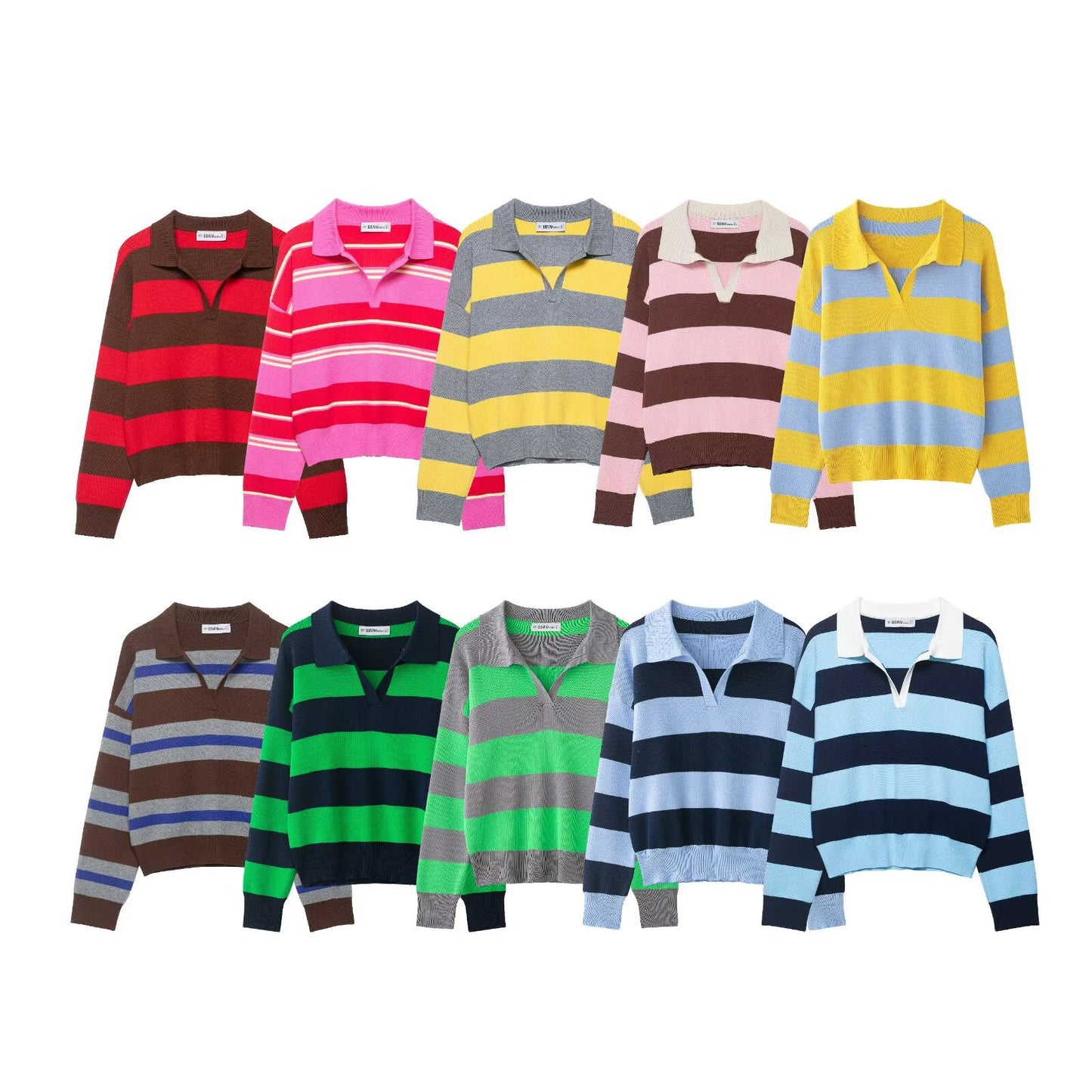 Heritage Stripe Polo Knit Top - Midnight Sky