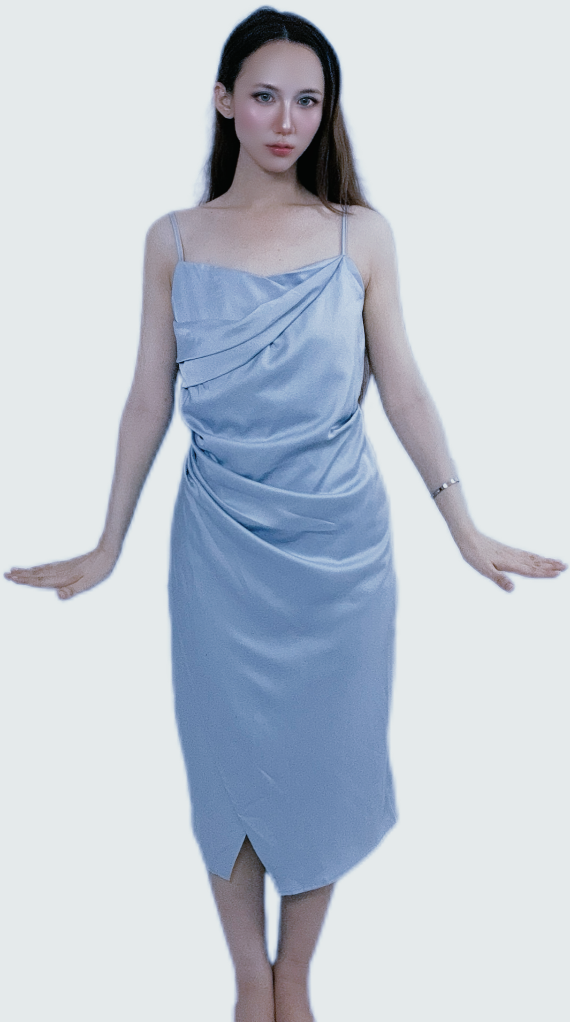 "Mystique Shine Dress with shiny fabric Blue"