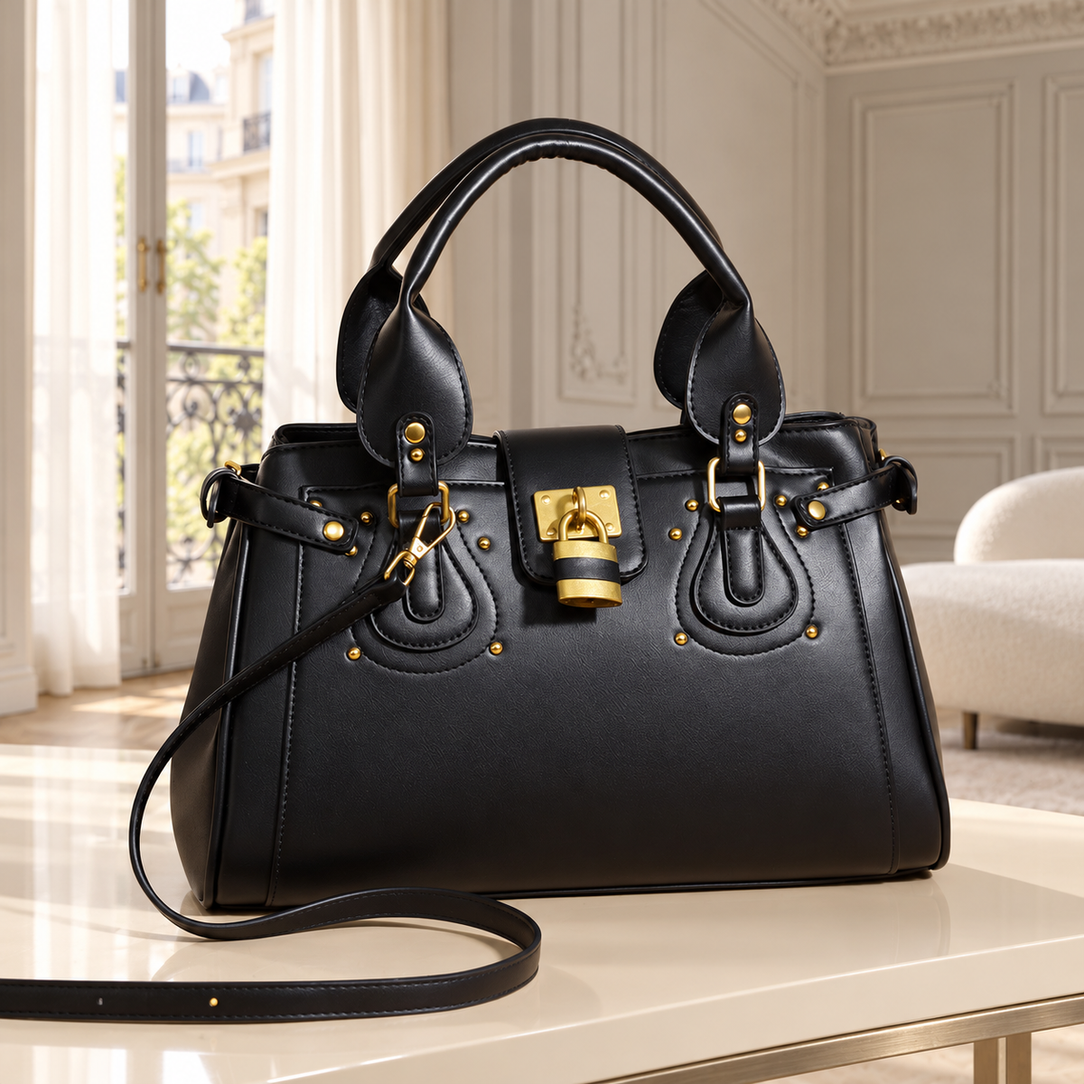 Lock Theory Handbag - Midnight Black