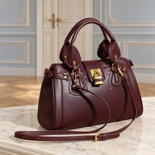 Lock Theory Handbag - Rouge Burgundy