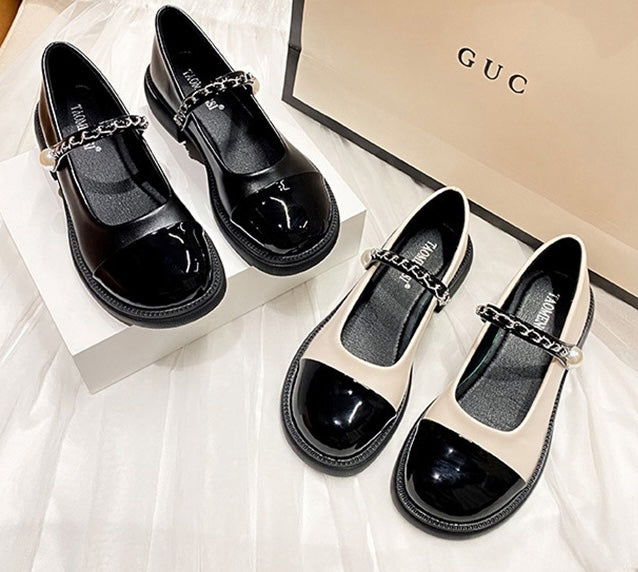 Lolita Pearl Mary Janes - Midnight Black