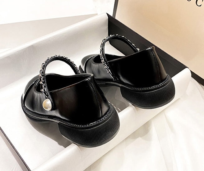 Lolita Pearl Mary Janes - Midnight Black