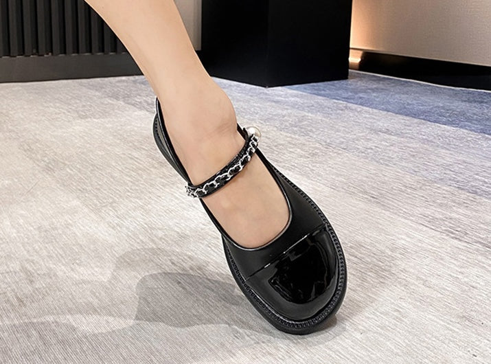 Lolita Pearl Mary Janes - Midnight Black