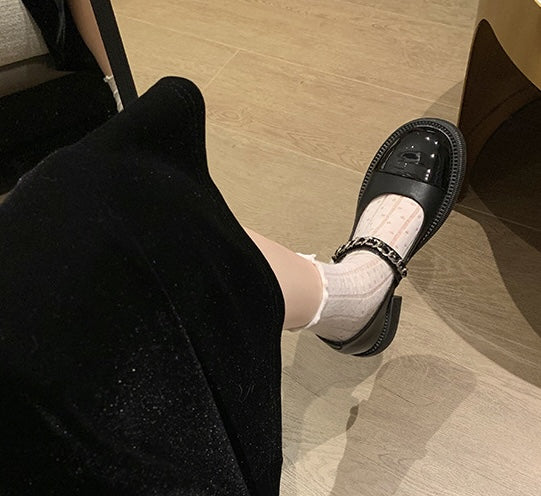 Lolita Pearl Mary Janes - Midnight Black
