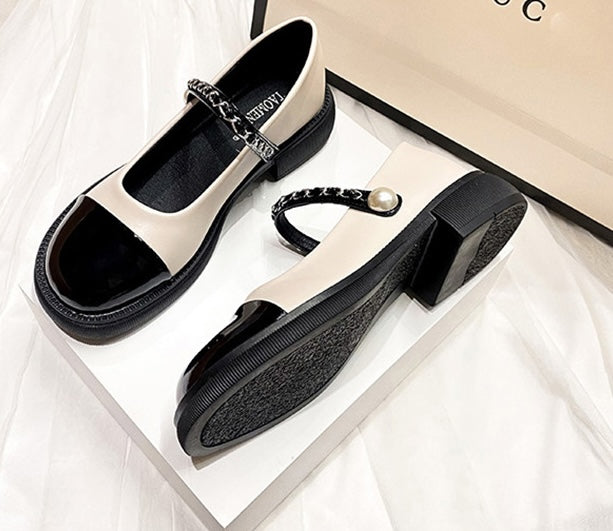 Lolita Pearl Mary Janes - Midnight Black