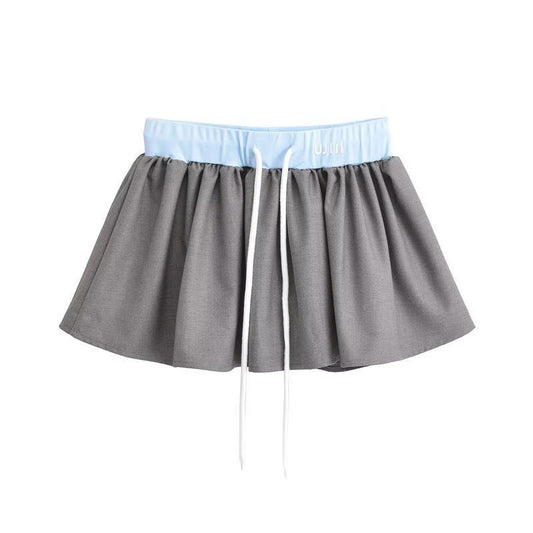 Low-Rise Drawstring Mini Skirt - Mystic Grey