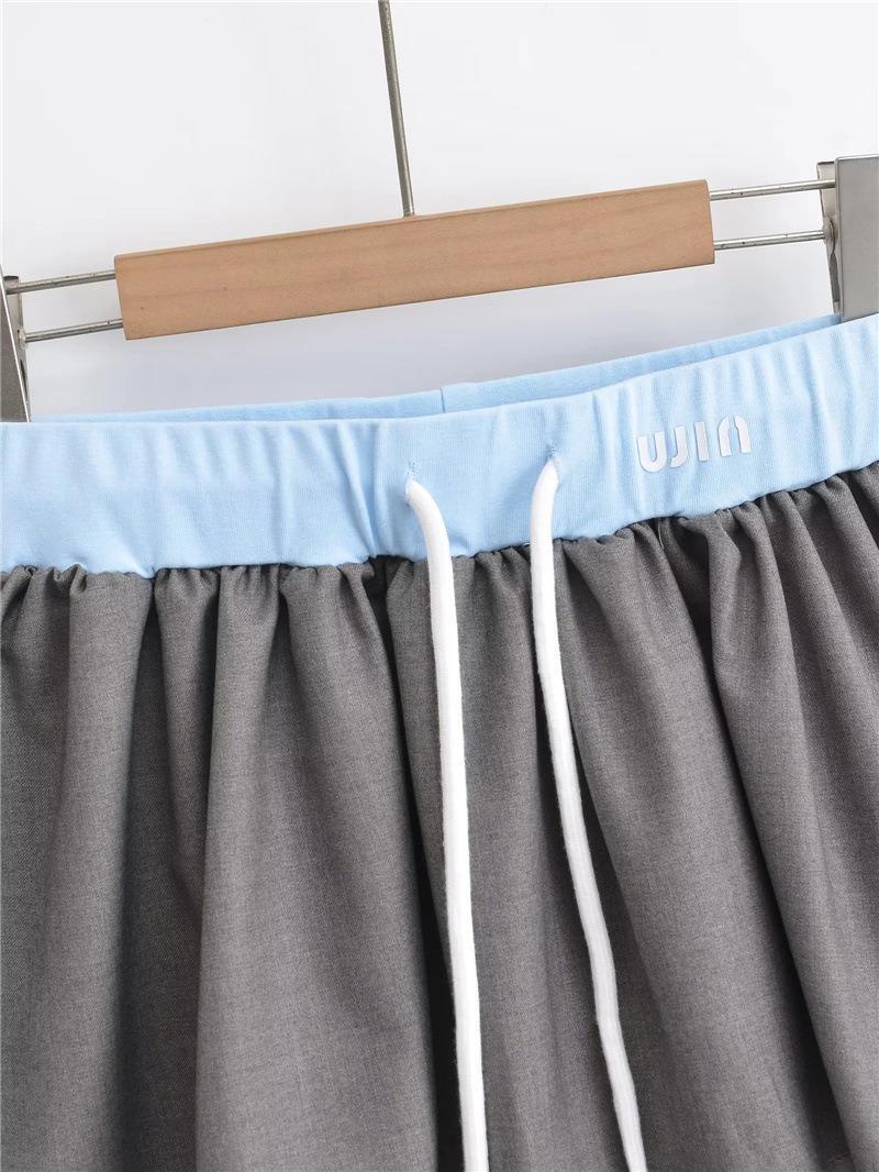 Low-Rise Drawstring Mini Skirt - Mystic Grey