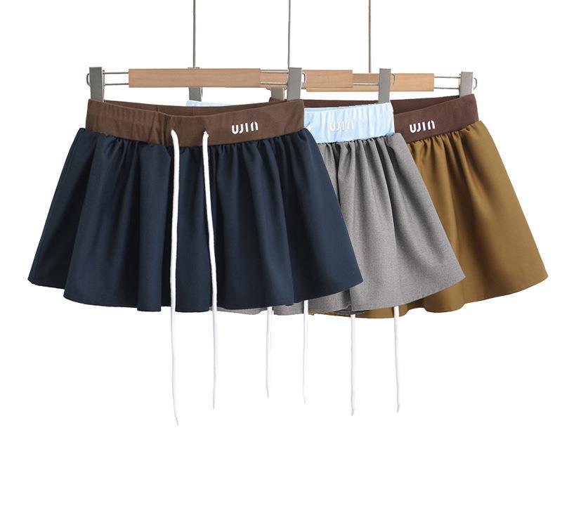 Low-Rise Drawstring Mini Skirt - Mystic Grey