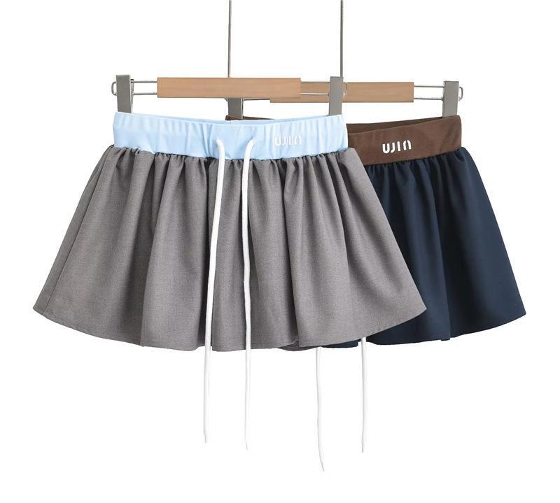Low-Rise Drawstring Mini Skirt - Mystic Grey
