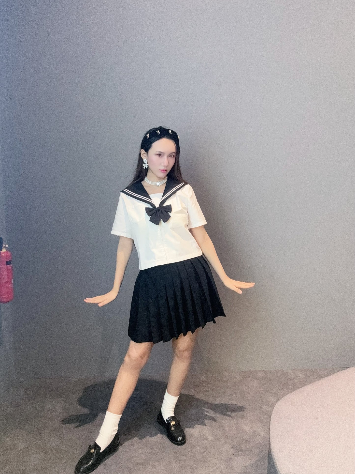 Midnight Manga Top with Bow